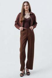 Chaqueta Slim Mujer Café Oscuro