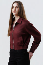Chaqueta Slim Mujer Burdeo