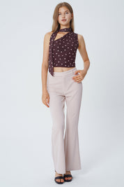 Polera Tight Sin Mangas Cuello Halter Mujer Café
