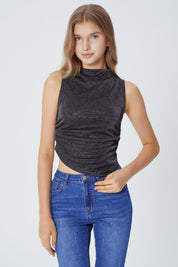 Polera Tight Sin Mangas Cuello Apoyado Mujer Negro