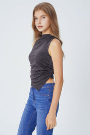 Polera Tight Sin Mangas Cuello Apoyado Mujer Negro