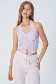 Polera Tight Sin Mangas Cuello V Mujer Lavanda