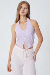 Polera Tight Sin Mangas Cuello V Mujer Lavanda