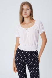 Blusa Ticht Manga Corta Mujer Crudo