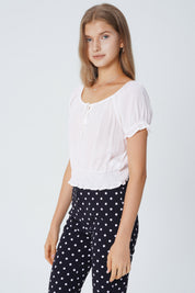 Blusa Ticht Manga Corta Mujer Crudo