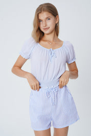 Blusa Ticht Manga Corta Mujer Celeste Claro