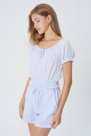 Blusa Ticht Manga Corta Mujer Celeste Claro