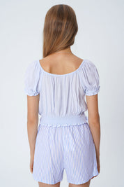 Blusa Ticht Manga Corta Mujer Celeste Claro