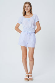 Blusa Ticht Manga Corta Mujer Celeste Claro