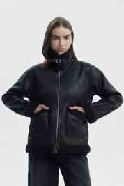 Chaqueta Mujer Slim Cuello Camisero Negro