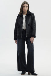 Chaqueta Mujer Slim Cuello Camisero Negro