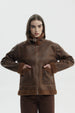 Chaqueta Mujer Slim Cuello Camisero Camel Oscuro