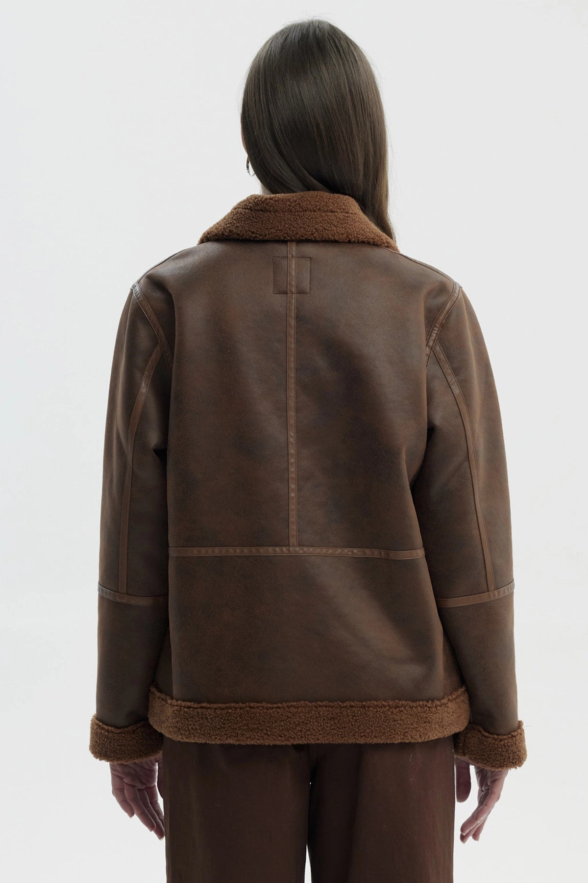Chaqueta Mujer Slim Cuello Camisero Camel Oscuro