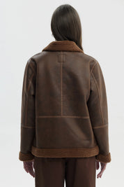 Chaqueta Mujer Slim Cuello Camisero Camel Oscuro