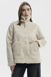 Chaqueta Mujer Slim Cuello Camisero Beige