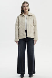 Chaqueta Mujer Slim Cuello Camisero Beige