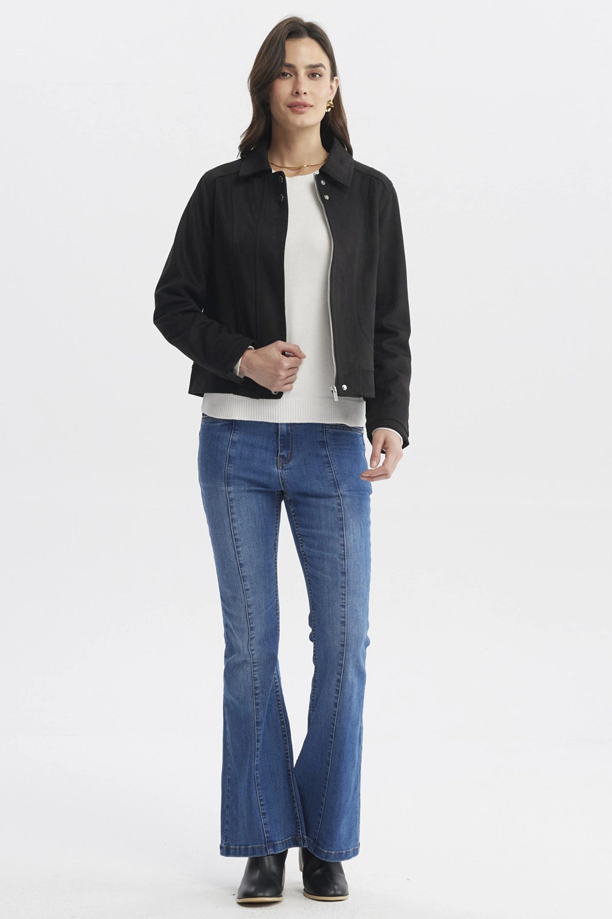 Chaqueta Mujer Cuello Camisero Negro
