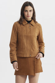 Chaqueta Mujer Cuello Camisero Camel