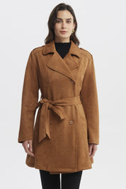 Abrigo Mujer Slim Cuello Camisero Camel