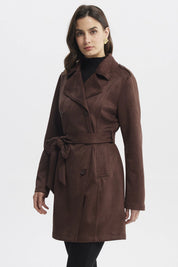 Abrigo Mujer Slim Cuello Camisero Café Claro