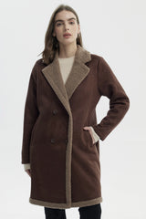 Abrigo Mujer Slim Cuello Camisero Café