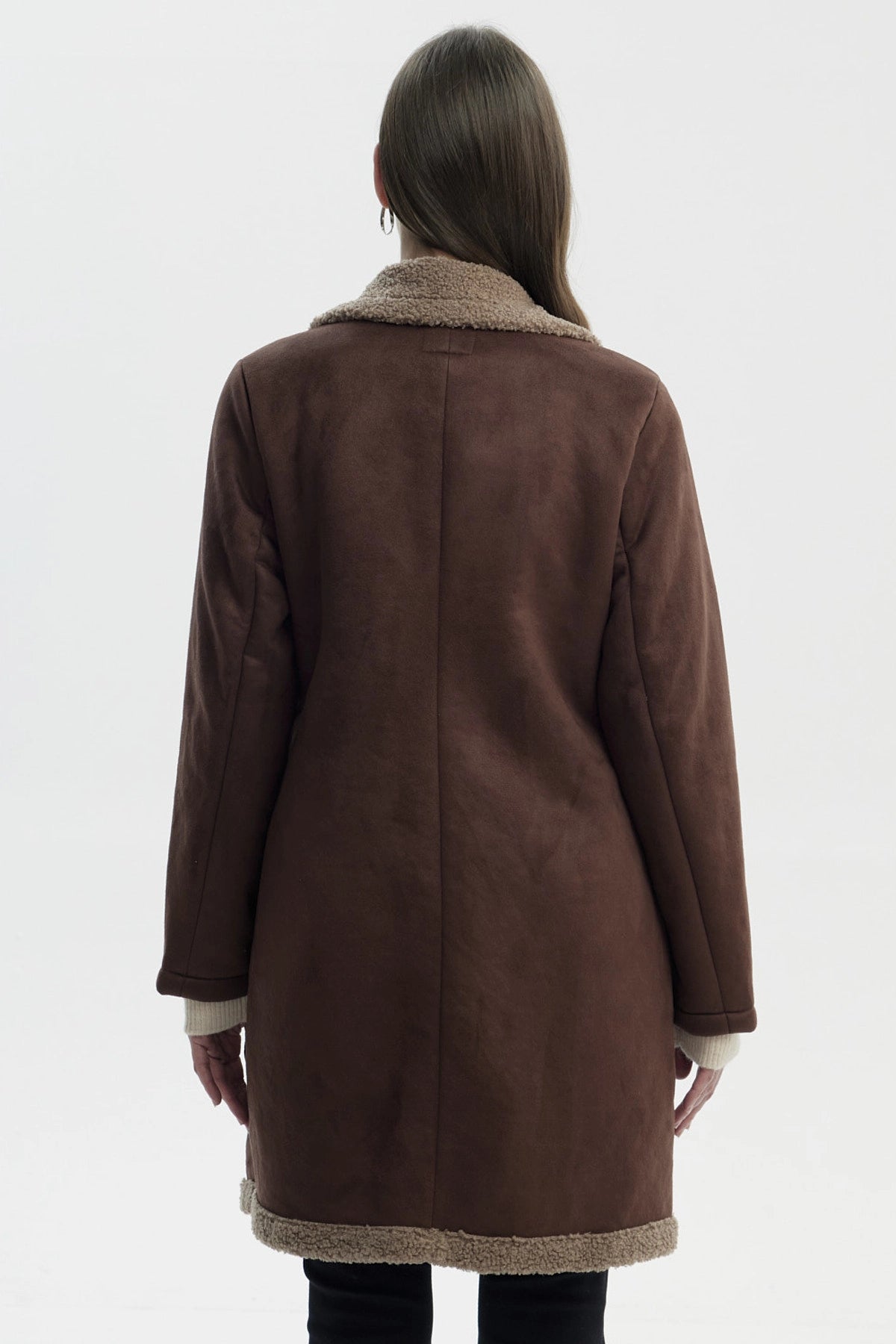 Abrigo Mujer Slim Cuello Camisero Café