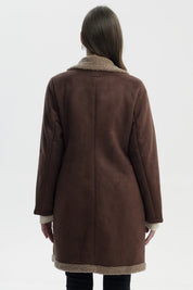 Abrigo Mujer Slim Cuello Camisero Café