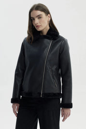 Chaqueta Mujer Cuello Camisero Negro