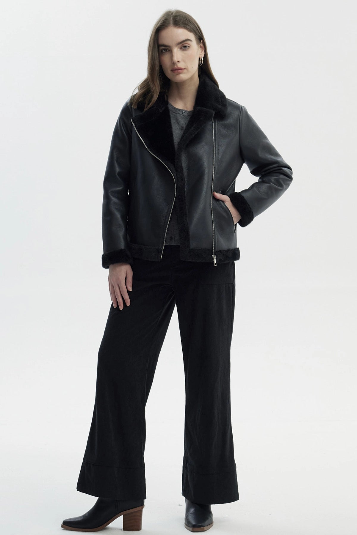 Chaqueta Mujer Cuello Camisero Negro