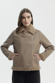 Chaqueta Mujer Cuello Camisero Beige