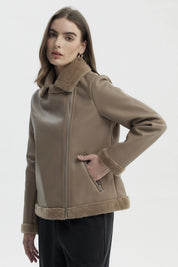 Chaqueta Mujer Cuello Camisero Beige
