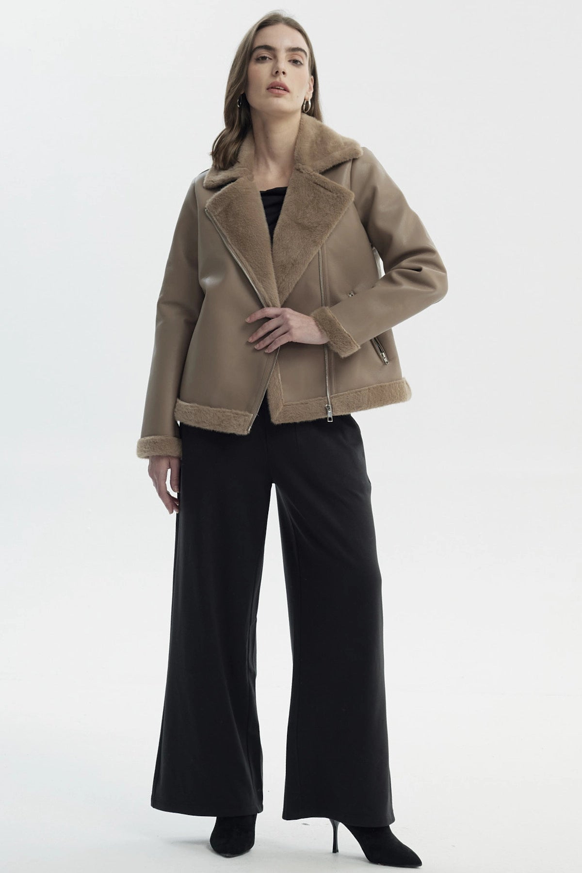 Chaqueta Mujer Cuello Camisero Beige