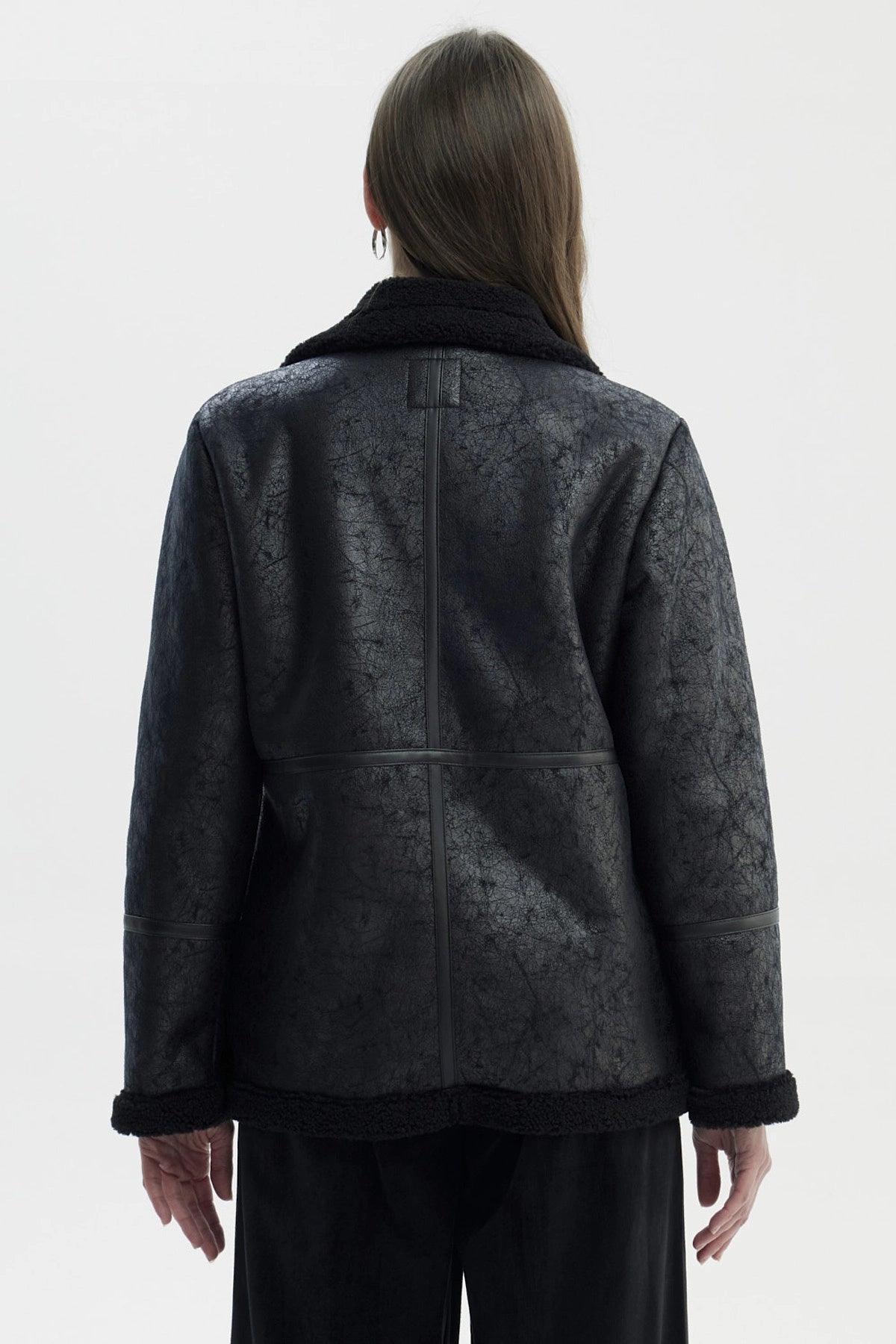 Chaqueta Mujer Oversize Cuello Camisero Negro