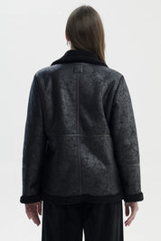 Chaqueta Mujer Oversize Cuello Camisero Negro