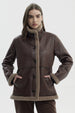 Chaqueta Mujer Oversize Cuello Camisero Café