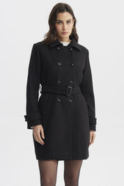 Abrigo Mujer Slim Cuello Camisero Negro