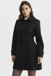 Abrigo Mujer Slim Cuello Camisero Negro
