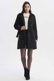 Abrigo Mujer Slim Cuello Camisero Negro