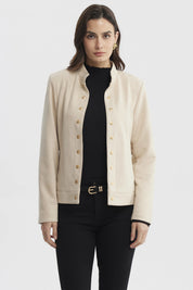 Chaqueta Mujer Cuello Apoyado Arena