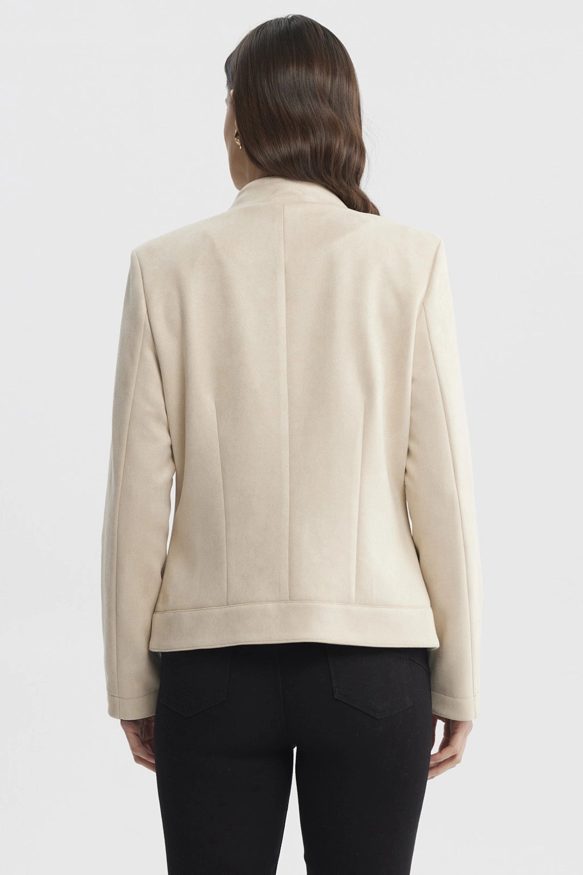 Chaqueta Mujer Cuello Apoyado Arena