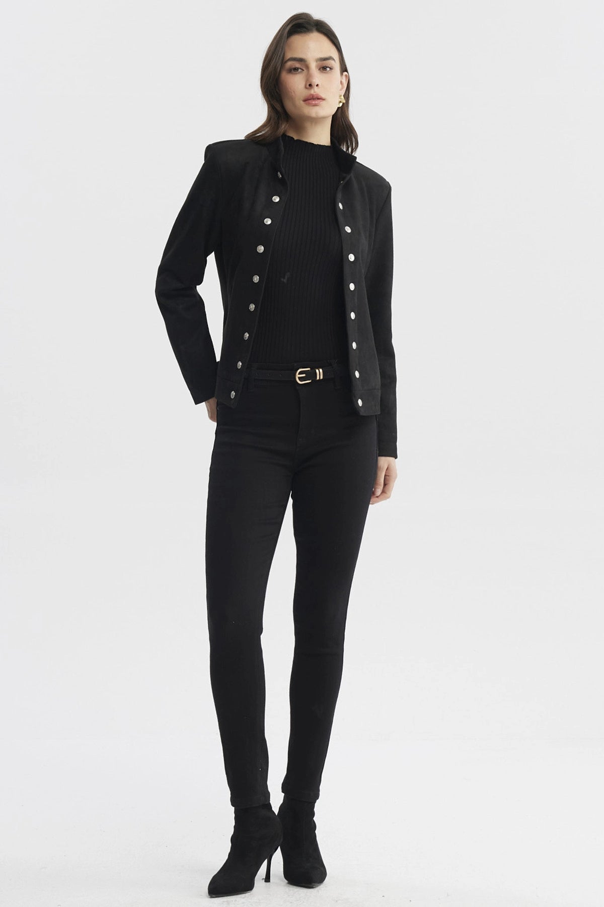 Chaqueta Mujer Cuello Apoyado Negro