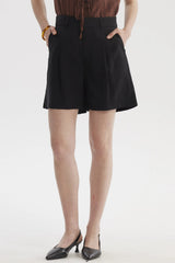 Short Mujer Sastrero Viscosa Pinzas Delanteras Negro