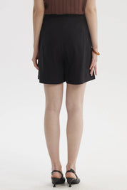 Short Mujer Sastrero Viscosa Pinzas Delanteras Negro