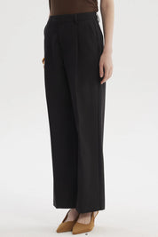 Pantalón sastrero mujer negro calce recto sin estampa elegante y versátil para cualquier ocasión
