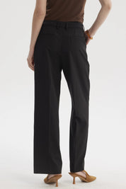 Pantalón sastrero mujer negro calce recto sin estampa elegante y versátil para cualquier ocasión