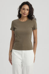 Polera Mujer Básico Lisa Verde Olivo