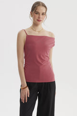 Polera Mujer Pabilo Escote Asimétrico Malva