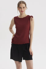 Polera Mujer Costado Amarra Vino
