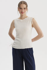 Polera Mujer Costado Amarra Crudo