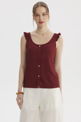 Polera Mujer Vuelo Abotonado Vino